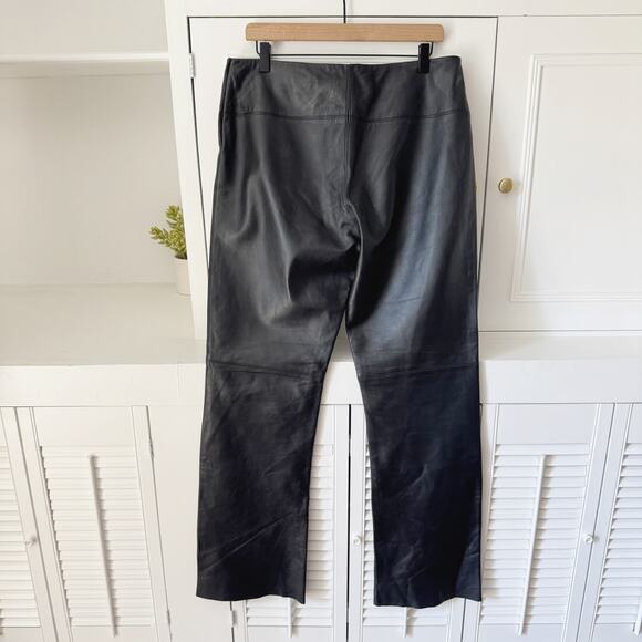 Vintage Y2K Express Black Patchwork Leather Wide Leg Bootcut Pants Size 12 - Picture 2 of 4